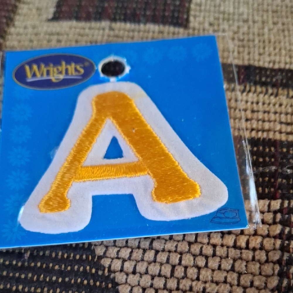 Wrights Gold Embroidered Letter A Iron-On Patch